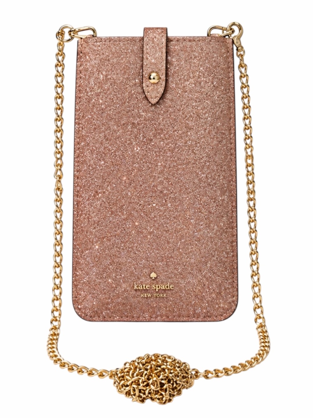 Kate Spade New York Gold Glitter Crossbody Bag with Snap Closure